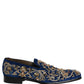 Blue Velvet Embellished Dress Loafers Shoes
