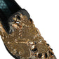 Black Velvet Embellished Dress Loafers Shoes