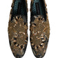 Black Velvet Embellished Dress Loafers Shoes