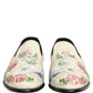White Floral Embroidery Dress Loafers Shoes
