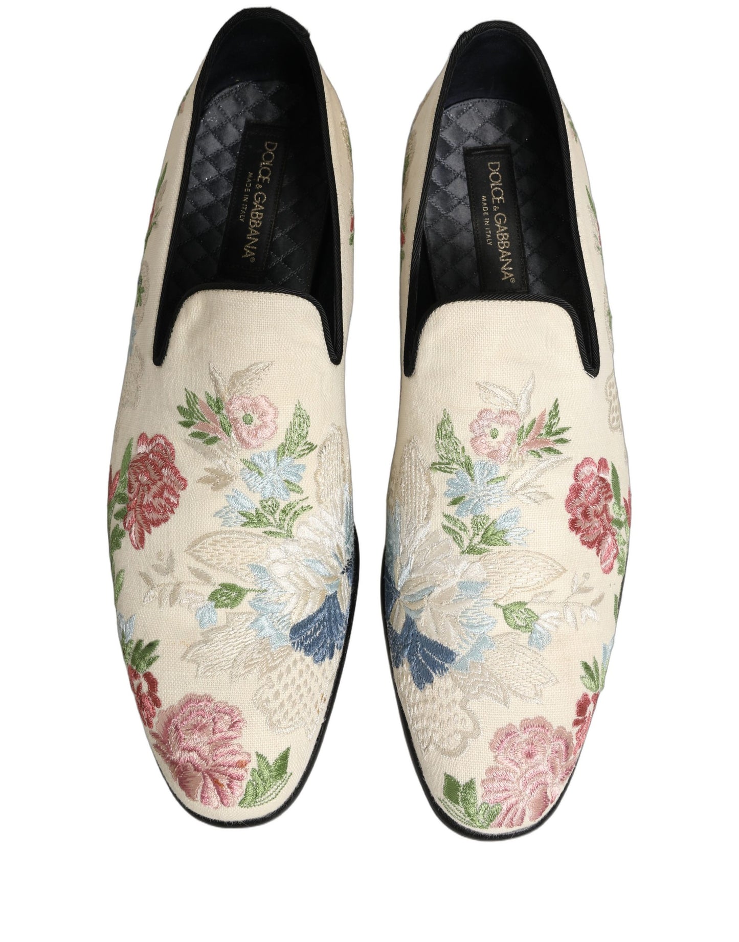 White Floral Embroidery Dress Loafers Shoes
