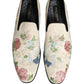 White Floral Embroidery Dress Loafers Shoes