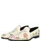 White Floral Embroidery Dress Loafers Shoes