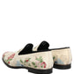 White Floral Embroidery Dress Loafers Shoes