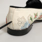 White Floral Embroidery Dress Loafers Shoes
