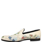 White Floral Embroidery Dress Loafers Shoes