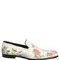 White Floral Embroidery Dress Loafers Shoes