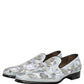 White Floral Embellished Men Loafers Shoes