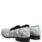 White Floral Embellished Men Loafers Shoes