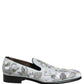 White Floral Embellished Men Loafers Shoes