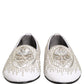 White Satin Embellished Dress Loafers Shoes