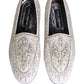 White Satin Embellished Dress Loafers Shoes