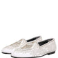 White Satin Embellished Dress Loafers Shoes