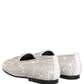 White Satin Embellished Dress Loafers Shoes