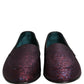 Maroon Glitter Lurex Logo Dress Loafers Shoes