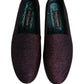 Maroon Glitter Lurex Logo Dress Loafers Shoes