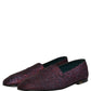 Maroon Glitter Lurex Logo Dress Loafers Shoes
