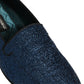 Blue Glitter Lurex DG Logo Dress Loafers Shoes