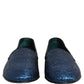 Blue Glitter Lurex DG Logo Dress Loafers Shoes