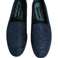 Blue Glitter Lurex DG Logo Dress Loafers Shoes