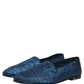 Blue Glitter Lurex DG Logo Dress Loafers Shoes