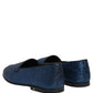 Blue Glitter Lurex DG Logo Dress Loafers Shoes