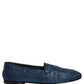 Blue Glitter Lurex DG Logo Dress Loafers Shoes
