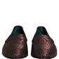 Maroon Jacquard Leather Slip On Loafers Shoes