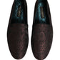 Maroon Jacquard Leather Slip On Loafers Shoes