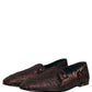 Maroon Jacquard Leather Slip On Loafers Shoes