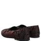 Maroon Jacquard Leather Slip On Loafers Shoes