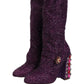 Purple Crystal Lurex Fantasy High Boots Shoes