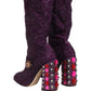 Purple Crystal Lurex Fantasy High Boots Shoes