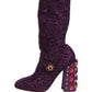 Purple Crystal Lurex Fantasy High Boots Shoes