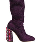 Purple Crystal Lurex Fantasy High Boots Shoes