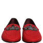 Red Crown Embellished Dress Loafers Shoes
