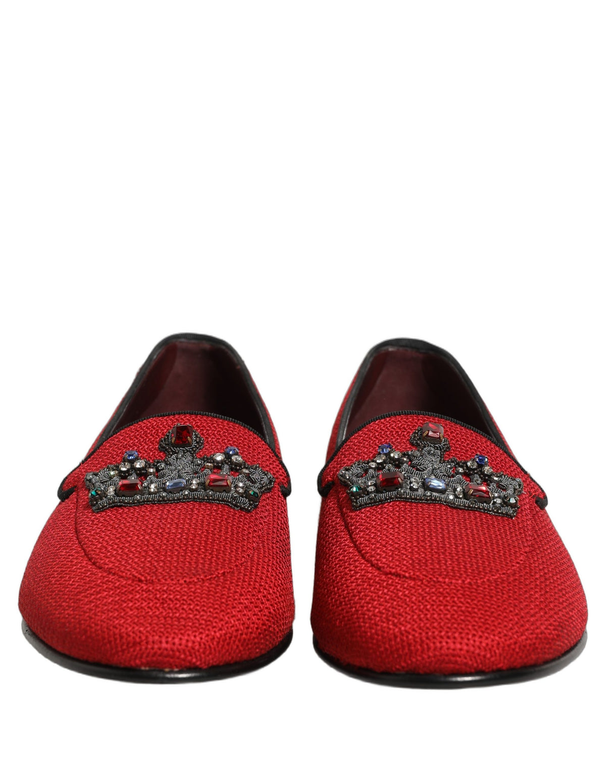 Red Crown Embellished Dress Loafers Shoes