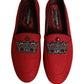 Red Crown Embellished Dress Loafers Shoes