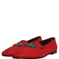 Red Crown Embellished Dress Loafers Shoes