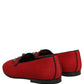 Red Crown Embellished Dress Loafers Shoes