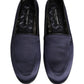 Navy Blue Satin DG Logo Dress Loafers Shoes