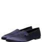 Navy Blue Satin DG Logo Dress Loafers Shoes