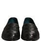 Black Glitter Brocade Men Dress Loafers Shoes