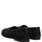 Black Glitter Brocade Men Dress Loafers Shoes