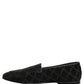 Black Glitter Brocade Men Dress Loafers Shoes