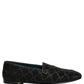 Black Glitter Brocade Men Dress Loafers Shoes