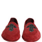 Red Suede Cross Slip On Dress Loafers Shoes