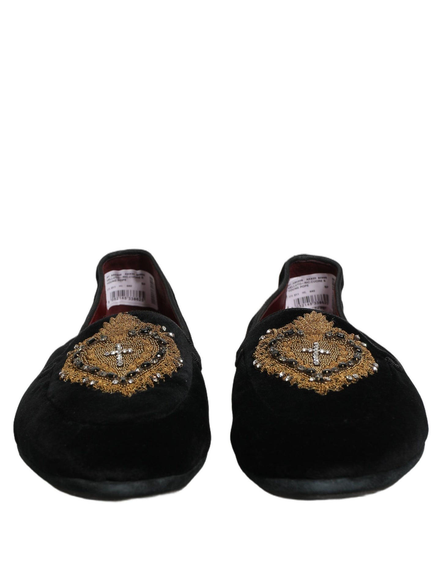 Black Velvet Sacred Heart Dress Loafers Shoes