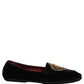 Black Velvet Sacred Heart Dress Loafers Shoes