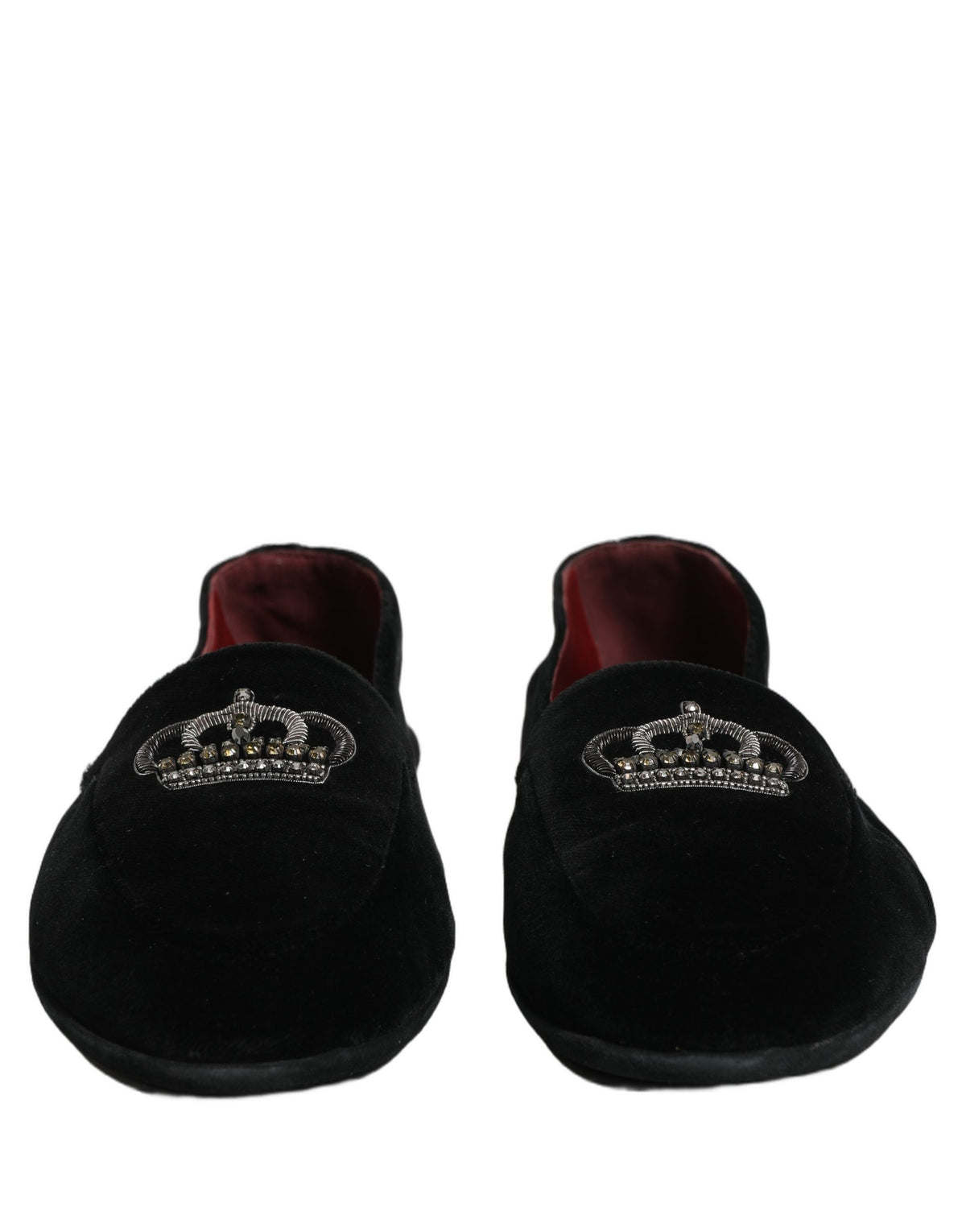 Black Crown Embellished Dress Loafers Shoes